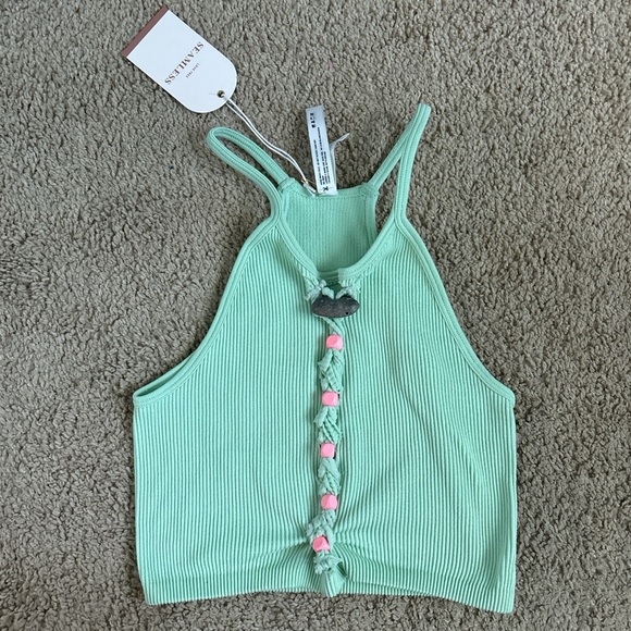 Mint Green Fairy Tank Top with Pink Beads and Hagstone - Picture 2 of 6